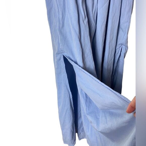 Aerie Sz Med Blue Chambray Knotted Cut Out Spaghetti Strap Lined Maxi Sun Dress - Picture 4 of 7